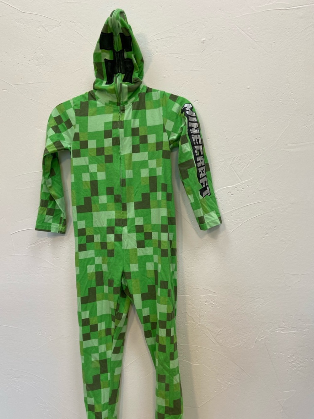 MINECRAFT BOYS CREEPER FULL ZIPPER 7 8 LONG SLEEVE PANT FACE MASK ONESIE